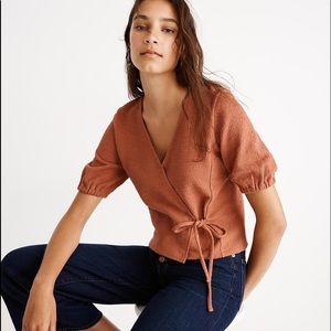 Madewell Texture & Thread Puff-Sleeve Wrap Top